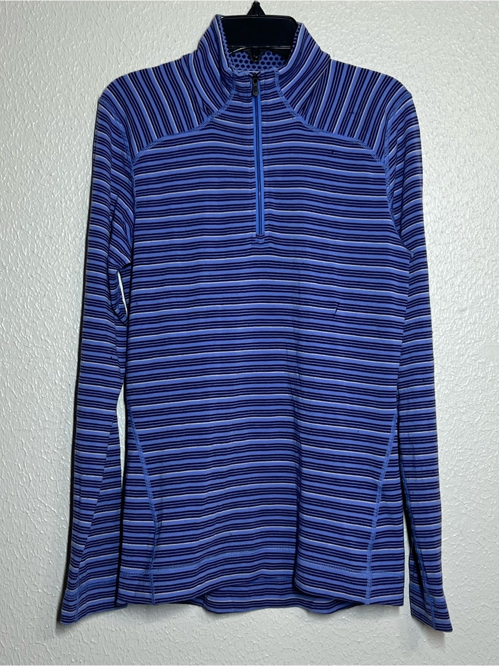 Smartwool Base Layer Merino Wool 1/4 Zip Top Purple Striped Womens Size Medium